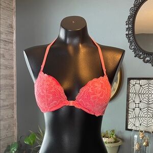 Victoria's Secret Coral Lace Halter Bra